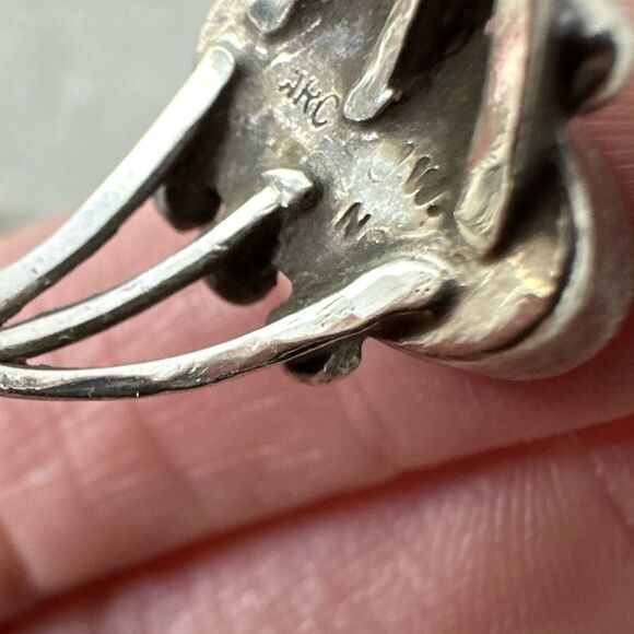 Vintage Native American Deep Turquoise Sterling Ring - Picture 7 of 10